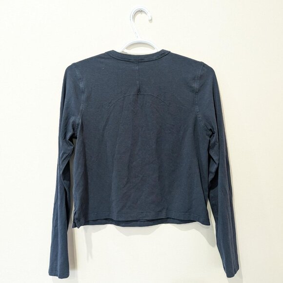 Lululemon Navy Hold Tight Straight-Hem Cropped Long-Sleeve Shirt Yoga Athleisure - Picture 3 of 8